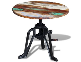 vidaXL Bijzettafel 60x(42-63) cm massief gerecycled hout en gietijzer