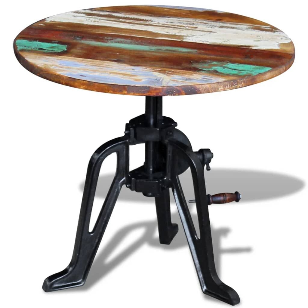vidaXL Bijzettafel 60x(42-63) cm massief gerecycled hout en gietijzer