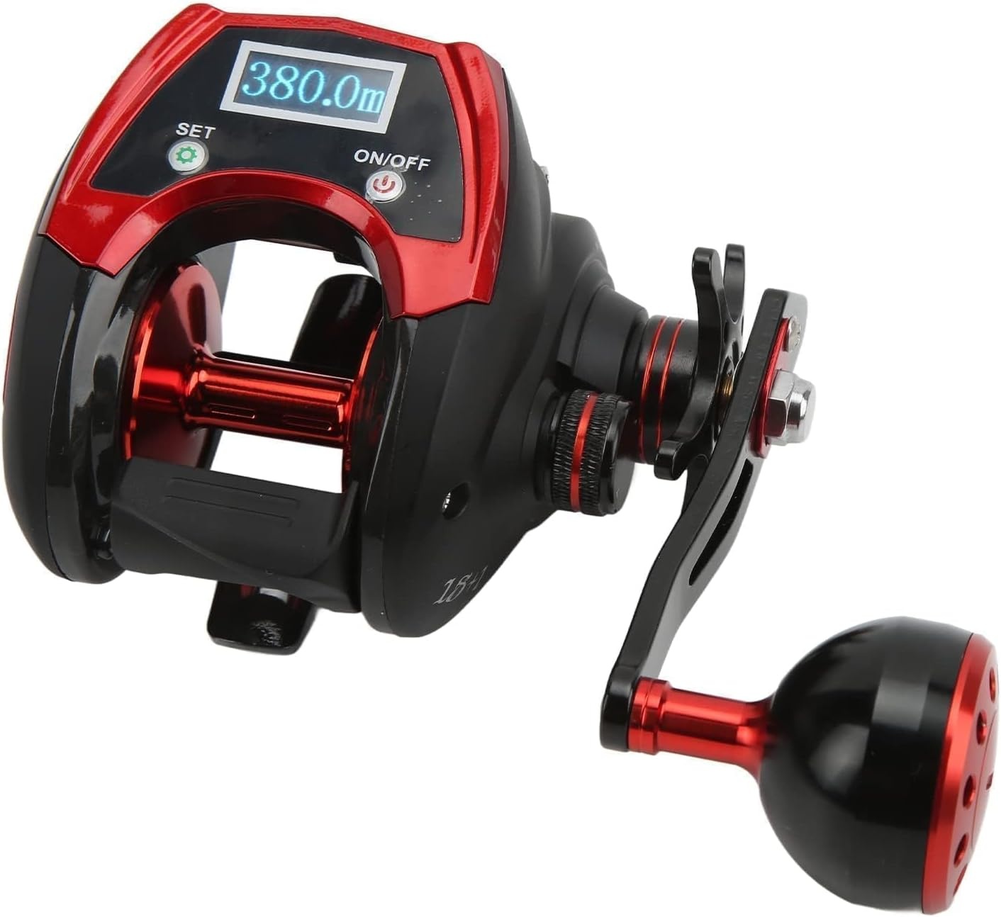 Baitcasting-rol met digitaal display, baitcasting-rol met digitaal LCD-display 18 1BB 6,4: 1 x elektrische vismolen max. 18 kg