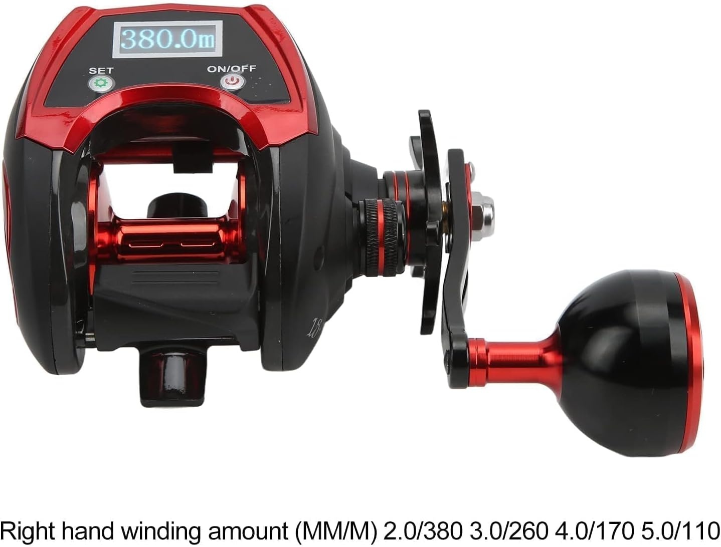 Baitcasting-rol met digitaal display, baitcasting-rol met digitaal LCD-display 18 1BB 6,4: 1 x elektrische vismolen max. 18 kg