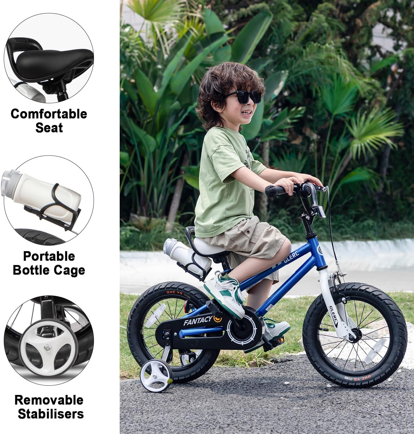 Glerc Fantacy 12 14 16 18 20 inch kinderfiets 2-14 jaar met licht en standaard, verjaardagscadeau, verschillende kleuren