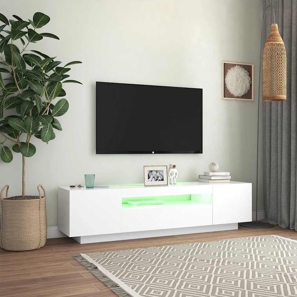 TV-meubel met LED, Wit - 160x35x40 cm - 35% Korting