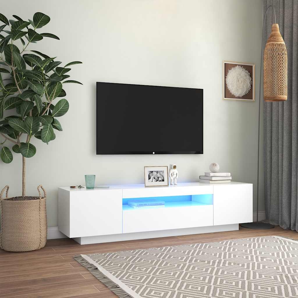 TV-meubel met LED, Wit - 160x35x40 cm - 35% Korting