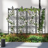 unho Trellis van metaal, set van 2, roestvrije klimhulp voor klimplanten, 195 x 50 cm, hekwerk tuin, tuindecoratie, zwart