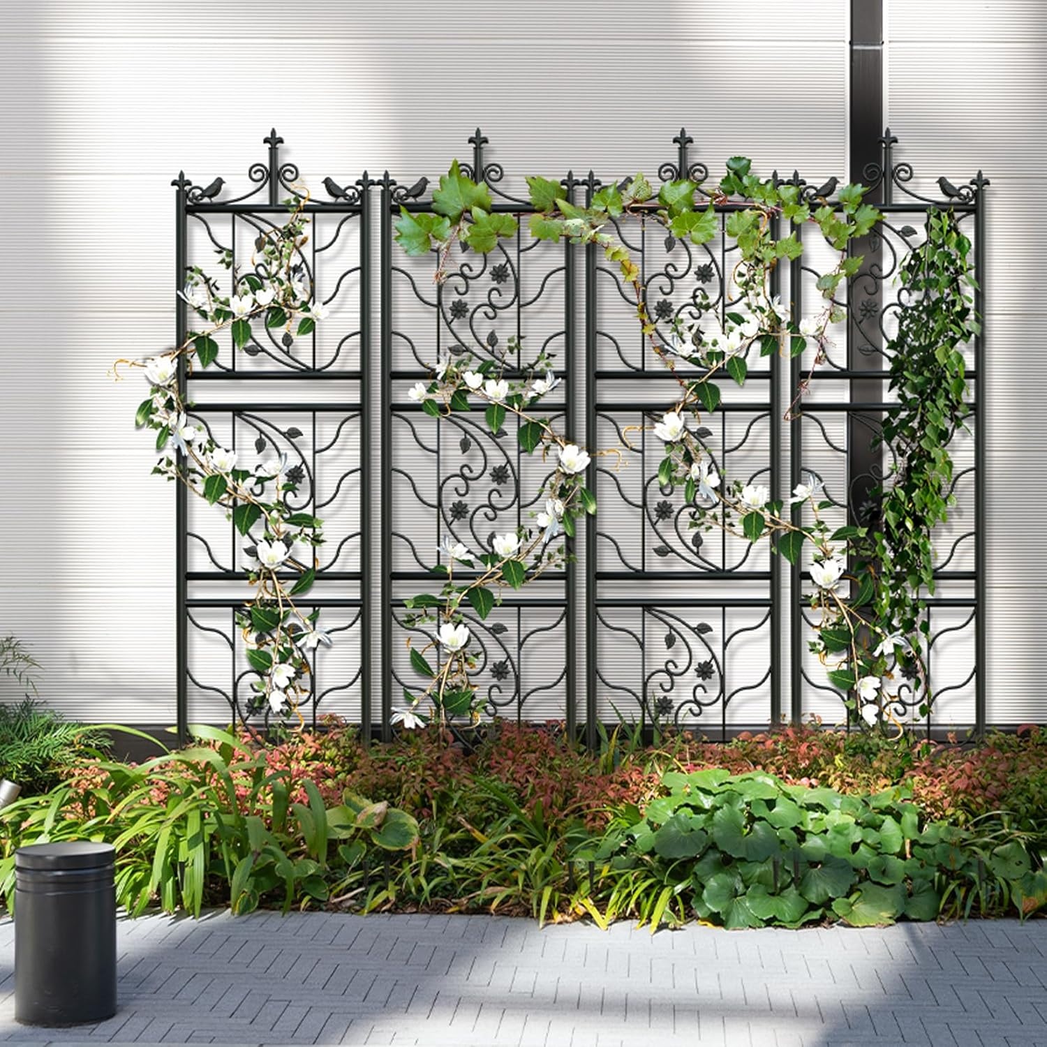 unho Trellis van metaal, set van 2, roestvrije klimhulp voor klimplanten, 195 x 50 cm, hekwerk tuin, tuindecoratie, zwart