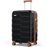 Vipbox Koffer 65x45x27cm Polycarbonaat Lichtgewicht Hardshell Uitbreidbaar Reiskoffer Middelgroot Met 4 Wielen Trolley Travel Bagage Met Spinnerwielen TSA Goedkeuring Slot,Zwart