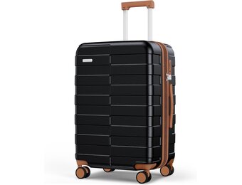 Vipbox Koffer 65x45x27cm Polycarbonaat Lichtgewicht Hardshell Uitbreidbaar Reiskoffer Middelgroot Met 4 Wielen Trolley Travel Bagage Met Spinnerwielen TSA Goedkeuring Slot,Zwart