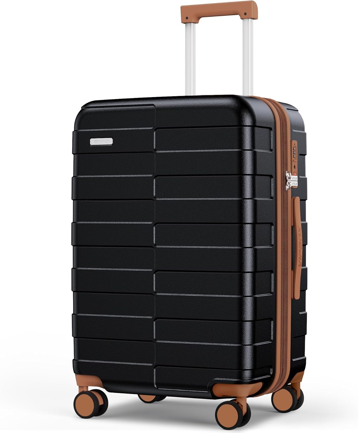 Vipbox Koffer 65x45x27cm Polycarbonaat Lichtgewicht Hardshell Uitbreidbaar Reiskoffer Middelgroot Met 4 Wielen Trolley Travel Bagage Met Spinnerwielen TSA Goedkeuring Slot,Zwart