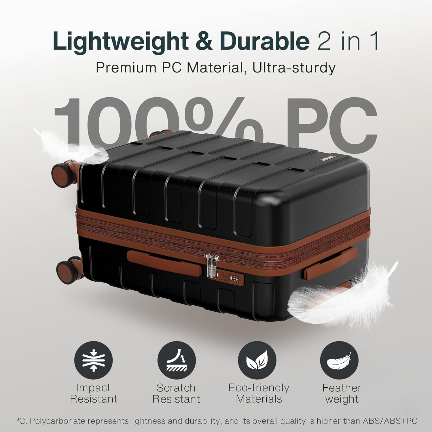 Vipbox Koffer 65x45x27cm Polycarbonaat Lichtgewicht Hardshell Uitbreidbaar Reiskoffer Middelgroot Met 4 Wielen Trolley Travel Bagage Met Spinnerwielen TSA Goedkeuring Slot,Zwart