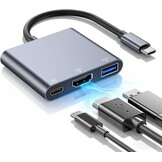 USB C naar HDMI multiport adapter, USB Type-C naar HDMI 4K / USB 3.0 &USB-C PD sneloplaadpoort, digitale AV-adapter voor MacBook/MacBook Pro/air/Galaxy S8/S9 (compatibel Thunderbolt 3)