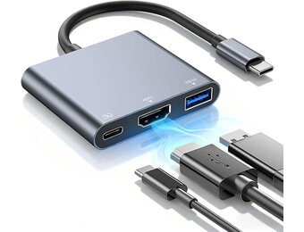 USB C naar HDMI multiport adapter, USB Type-C naar HDMI 4K / USB 3.0 &USB-C PD sneloplaadpoort, digitale AV-adapter voor MacBook/MacBook Pro/air/Galaxy S8/S9 (compatibel Thunderbolt 3)