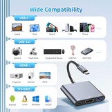 USB C naar HDMI multiport adapter, USB Type-C naar HDMI 4K / USB 3.0 &USB-C PD sneloplaadpoort, digitale AV-adapter voor MacBook/MacBook Pro/air/Galaxy S8/S9 (compatibel Thunderbolt 3)