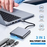 USB C naar HDMI multiport adapter, USB Type-C naar HDMI 4K / USB 3.0 &USB-C PD sneloplaadpoort, digitale AV-adapter voor MacBook/MacBook Pro/air/Galaxy S8/S9 (compatibel Thunderbolt 3)