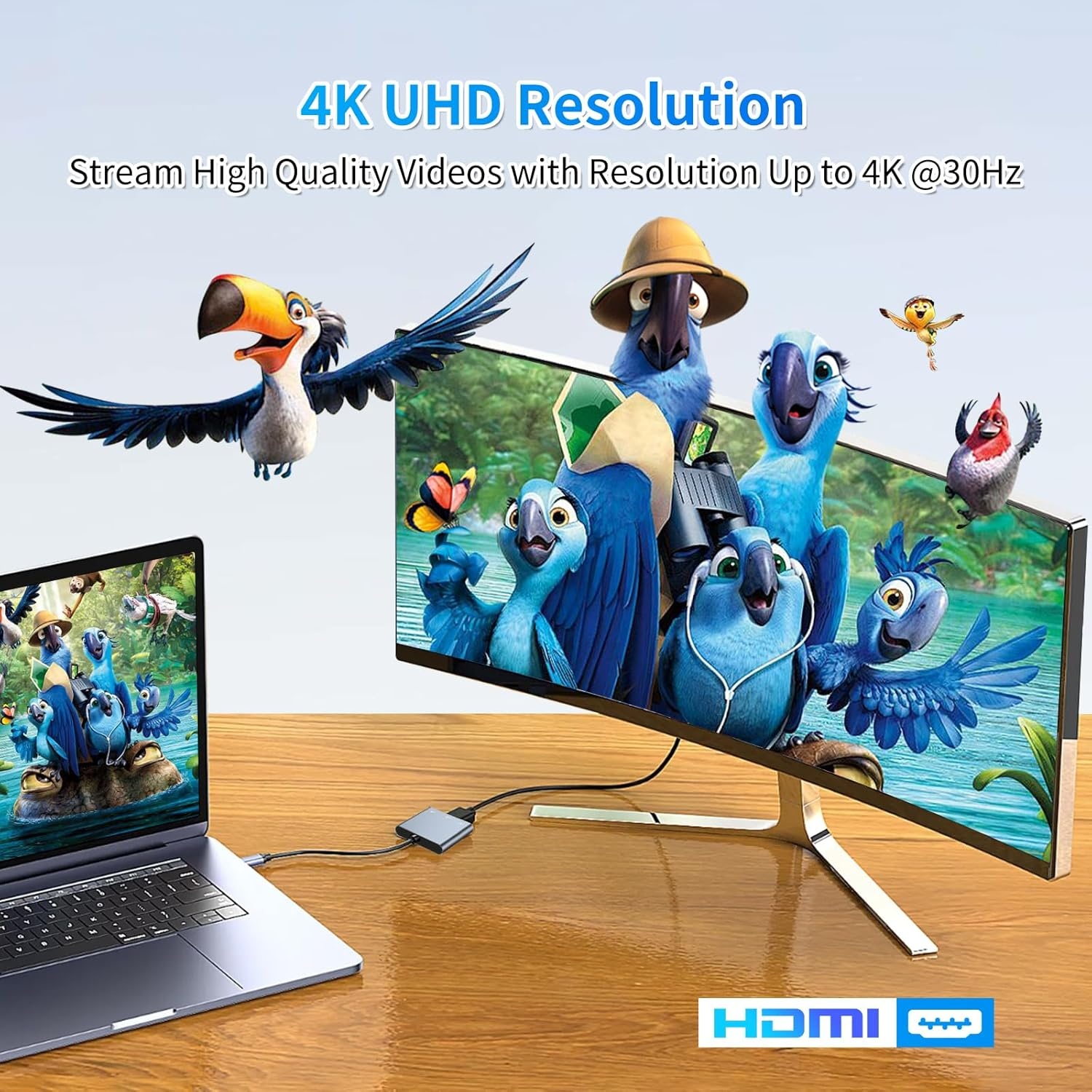 USB C naar HDMI multiport adapter, USB Type-C naar HDMI 4K / USB 3.0 &USB-C PD sneloplaadpoort, digitale AV-adapter voor MacBook/MacBook Pro/air/Galaxy S8/S9 (compatibel Thunderbolt 3)