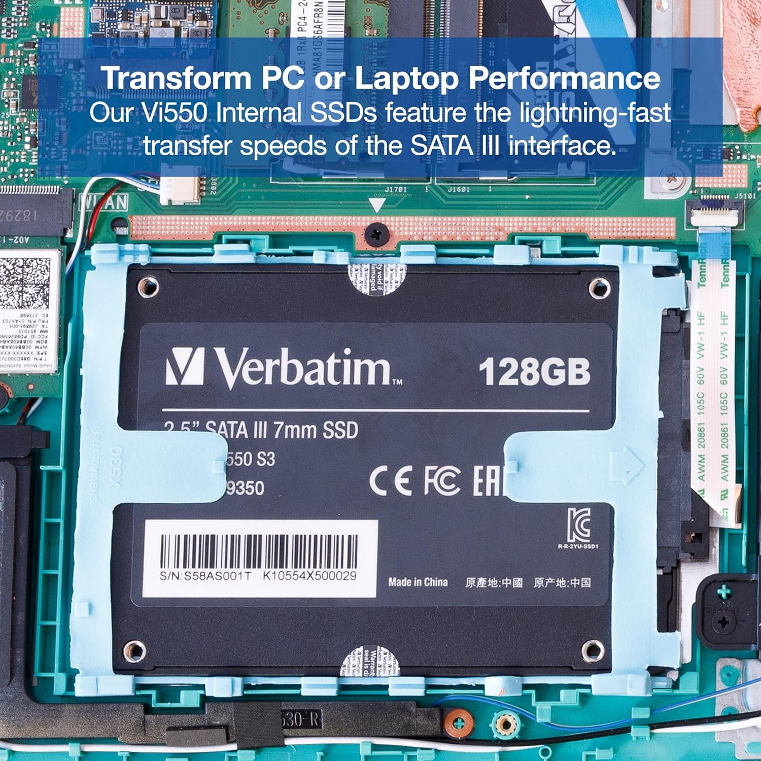 Verbatim Vi550 S3 SSD - 512 GB 2,5", interne Solid State Drive met 3D NAND-technologie, zwart