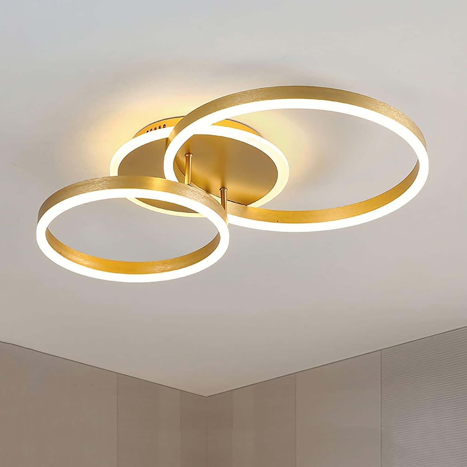 Moderne Gouden Ring LED Plafondlamp 60cm - Dimbare Verlichting met Afstandsbediening (3000K-6000K)