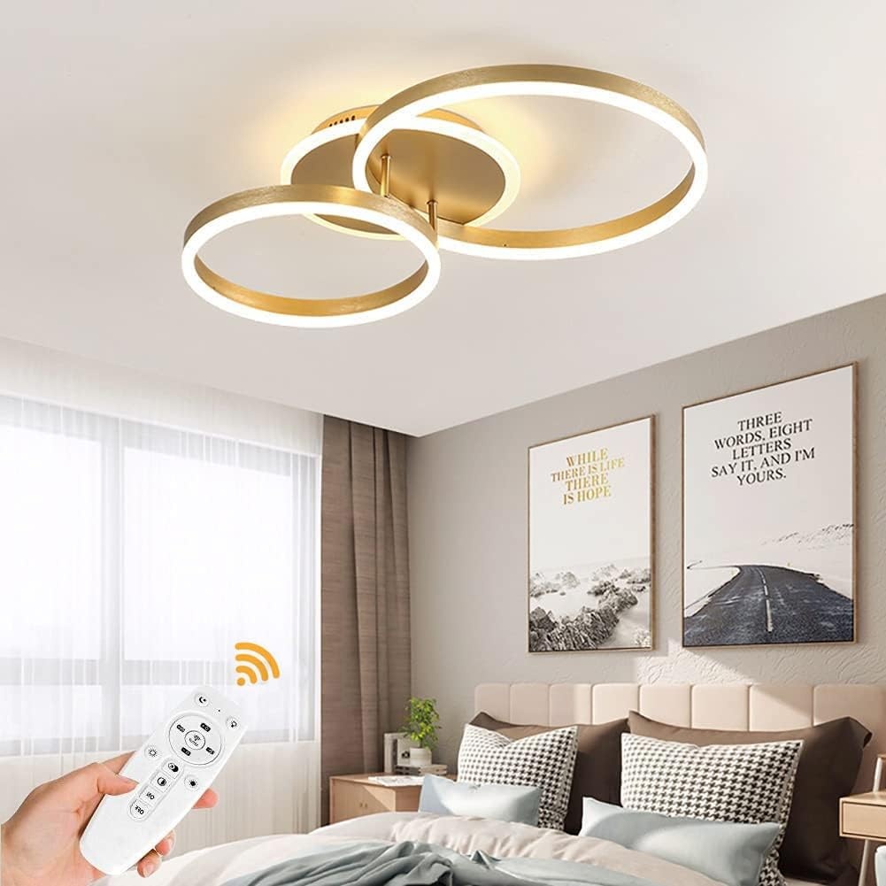 Moderne Gouden Ring LED Plafondlamp 60cm - Dimbare Verlichting met Afstandsbediening (3000K-6000K)