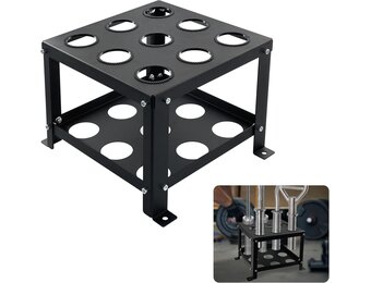 9 bar Olympische Barbell verticale vloerstandaard opbergrek, olympische barbell opslagstandaard, heavy duty verticale barbellhouder standaard