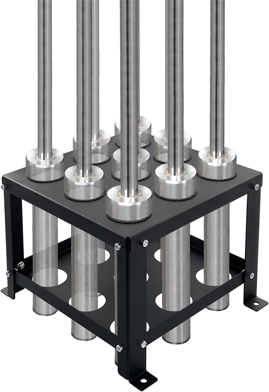 9 bar Olympische Barbell verticale vloerstandaard opbergrek, olympische barbell opslagstandaard, heavy duty verticale barbellhouder standaard