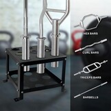 9 bar Olympische Barbell verticale vloerstandaard opbergrek, olympische barbell opslagstandaard, heavy duty verticale barbellhouder standaard