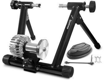 Sportneer Turbo Trainer, vloeibare fietstrainer, stalen fietsstandaard met geluidsreductiewiel voor indoor fietstrainer