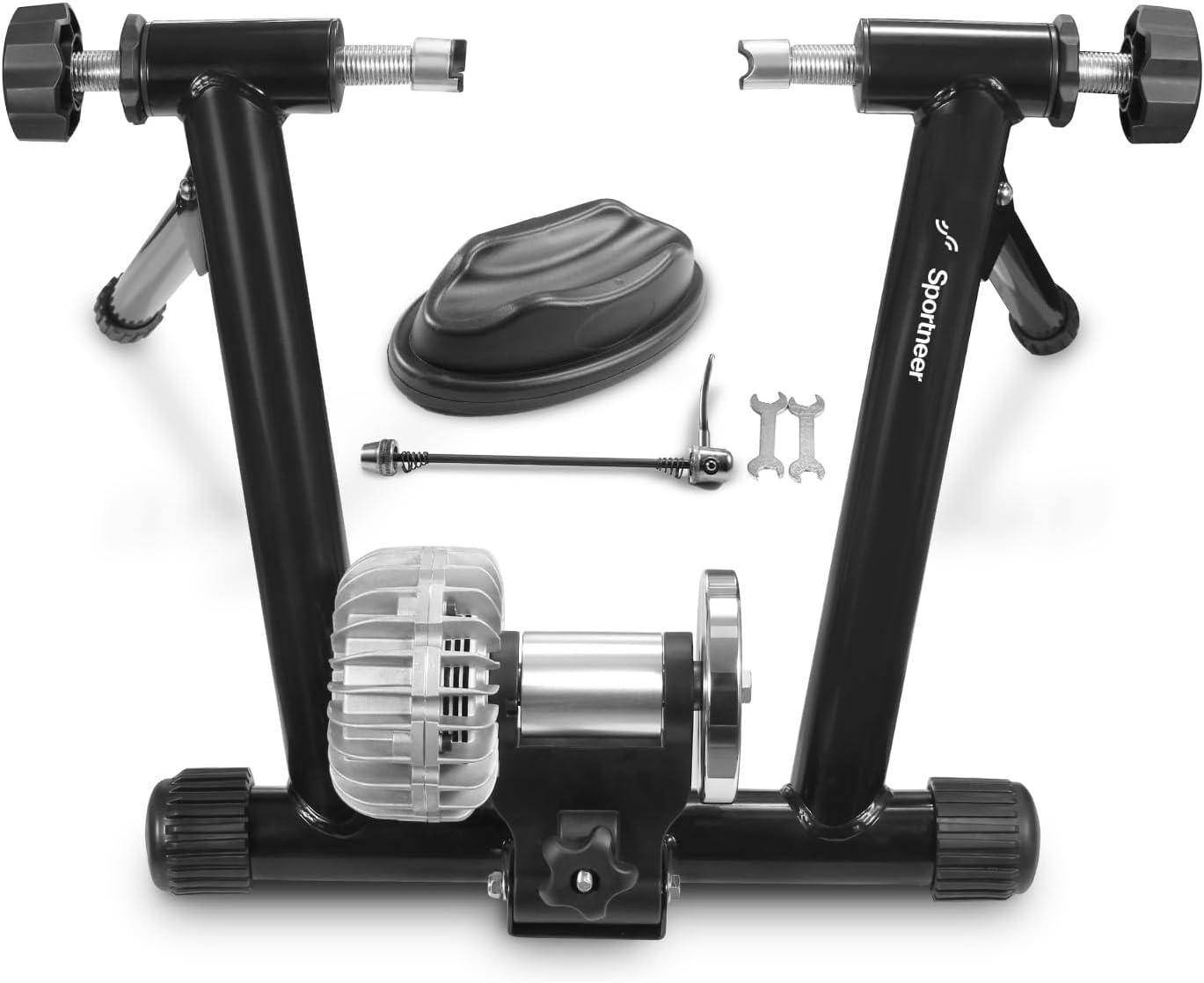 Sportneer Turbo Trainer, vloeibare fietstrainer, stalen fietsstandaard met geluidsreductiewiel voor indoor fietstrainer