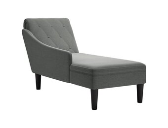 vidaXL Chaise longue met kussen en rechterarmleuning stof donkergrijs