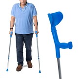 Krukken voor Volwassenen, Verstelbaar Aluminium, Blauw (Paar) | Snel Verstelbaar, Anatomisch Handvat, Antislipdop, Draagvermogen 125 kg
