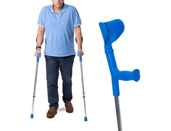Krukken voor Volwassenen, Verstelbaar Aluminium, Blauw (Paar) | Snel Verstelbaar, Anatomisch Handvat, Antislipdop, Draagvermogen 125 kg