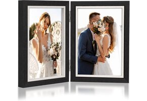 Dubbele Zwarte Fotolijst 10x15cm - Hout & Glas met Korting