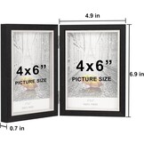 Dubbele fotolijst 6x4, scharnierende opvouwbare houten fotolijst met glas, bureaustandaard voor 2 foto's, perfect voor familie, huwelijksgeschenken, zwart