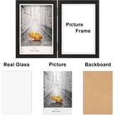 Dubbele fotolijst 6x4, scharnierende opvouwbare houten fotolijst met glas, bureaustandaard voor 2 foto's, perfect voor familie, huwelijksgeschenken, zwart