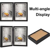 Dubbele fotolijst 6x4, scharnierende opvouwbare houten fotolijst met glas, bureaustandaard voor 2 foto's, perfect voor familie, huwelijksgeschenken, zwart