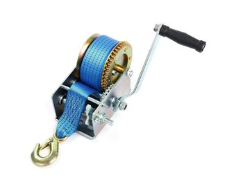 FreeTec Handmatige lier met blauw Polyester Trekkoord naar Bergung Lier Boot Lier (10m 2500lbs)