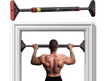 Sportneer Optrekstang Deurkozijn - Verstelbaar 75-94cm - Maximale Belasting 200kg - Kleur Rood