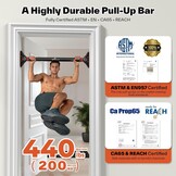 Sportneer Optrekstang Deurkozijn - Verstelbaar 75-94cm - Maximale Belasting 200kg - Kleur Rood