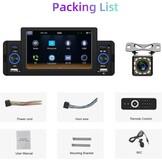 Podofo 1 DIN Autoradio Compatibel met Apple Carplay en Android Auto,5 Inch Radio Touchscreen voor Auto's met Bluetooth,FM Radio,Mirror Link,AHD Achteruitrijcamera&microfoon