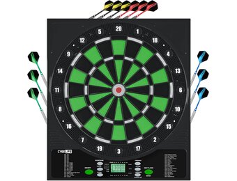 CyeeLife Elektronisch Dartbord Zwart - 34 Spellen & 355 Variaties, 1-8 Spelers, met LED-scherm en Duitse stem