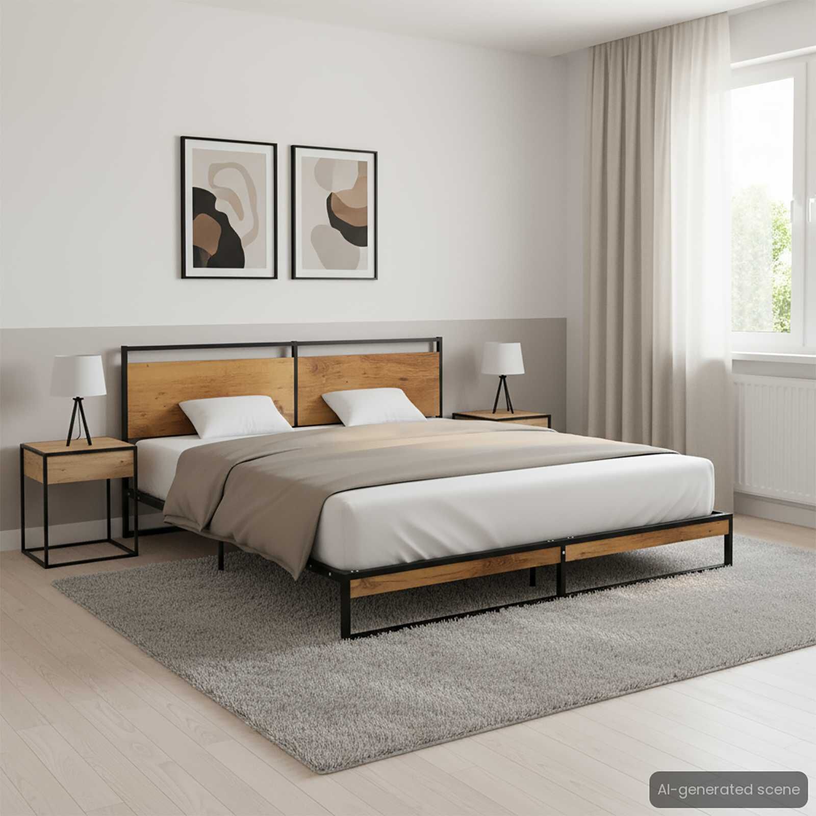 VidaXL Bedframe Metaal Zwart 180x200 cm - 35% Korting