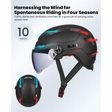 ILM Fietshelm voor Volwassenen met USB Oplaadbaar LED Voor- en Achterlicht - Mat Zwart - Maat S-M