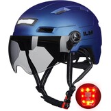 ILM Fietshelm voor Volwassenen met USB Oplaadbaar LED Voor- en Achterlicht - Mat Zwart - Maat S-M
