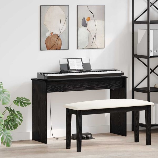 vidaXL Keyboardstand Zwart Eiken 100 x 32 x 64 cm Bewerkt hout