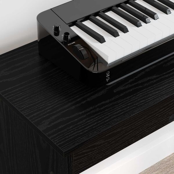 vidaXL Keyboardstand Zwart Eiken 100 x 32 x 64 cm Bewerkt hout