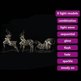vidaXL LED Rendieren met 60 LED 3 pcs Warmwit PET