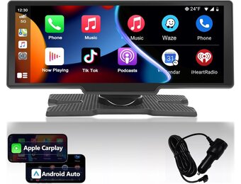 Podofo Draagbare Autoradio 9.3 Inch IPS Touchscreen met Apple CarPlay & Android Auto