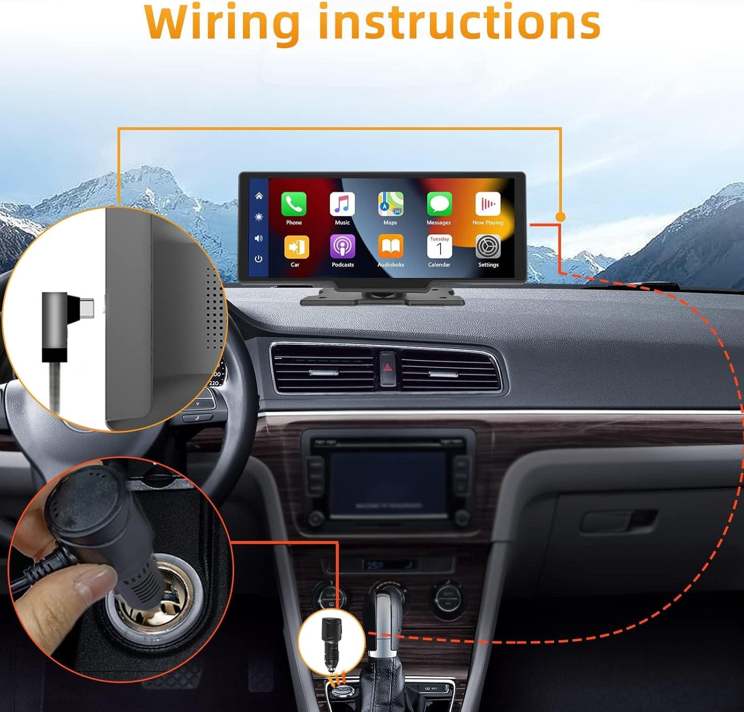 Podofo Draagbare Autoradio 9.3 Inch IPS Touchscreen met Apple CarPlay & Android Auto