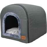 Kattengrot voor binnen katten, grotbedden met pluche kattenkussen, slaaphuis, huisdierhuis, opvouwbare hondengrot 60 x 45 x 45 cm (donkergrijs)