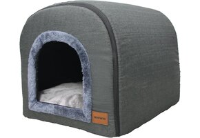 Opvouwbare Kattengrot met Pluche Kussen - Warm & Comfortabel - Donkergrijs 60x45x45 cm