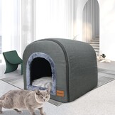 Kattengrot voor binnen katten, grotbedden met pluche kattenkussen, slaaphuis, huisdierhuis, opvouwbare hondengrot 60 x 45 x 45 cm (donkergrijs)