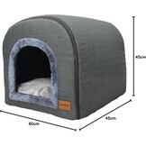 Kattengrot voor binnen katten, grotbedden met pluche kattenkussen, slaaphuis, huisdierhuis, opvouwbare hondengrot 60 x 45 x 45 cm (donkergrijs)
